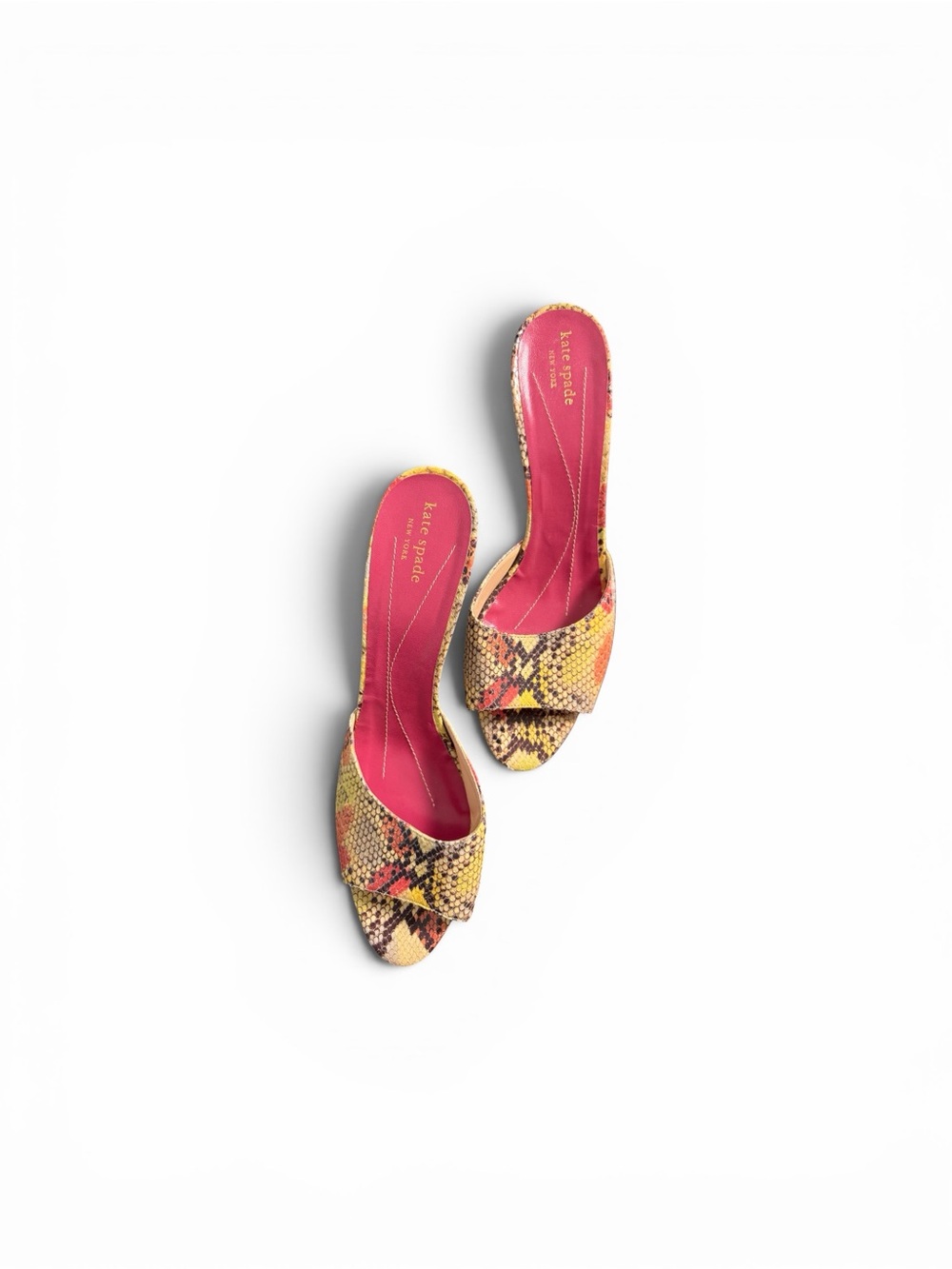 kate spade Multi Color Snake-Print Slide Mules with Gold Logo size 11.5 M